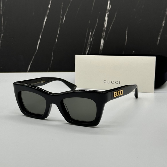 NEW GG1773S 001 GUCCI BLACK GREY CAT EYE WOMEN GUCCI SUNGLASSES - Picture 2 of 12